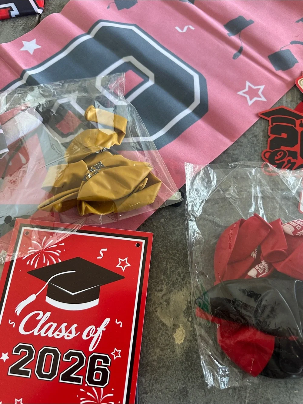 Graduation Party Supplies Bundle - Red, Black & Gold all class of 2026 stuff